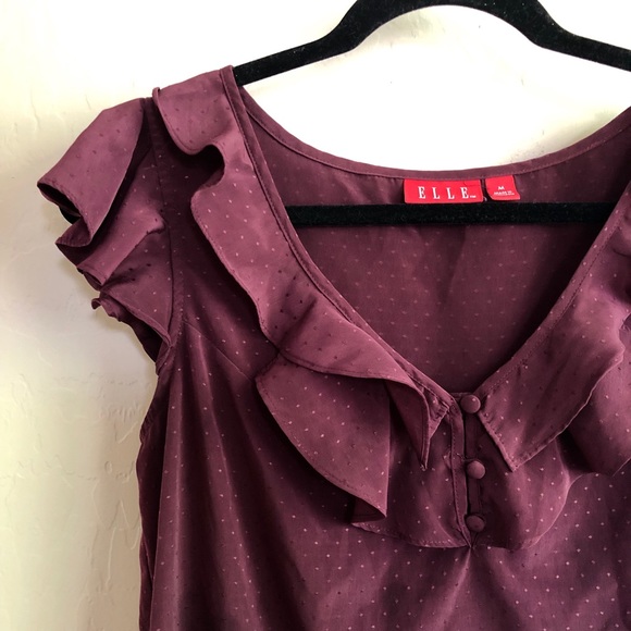 Elle Blouse plum color, silky professional work - Picture 3 of 4